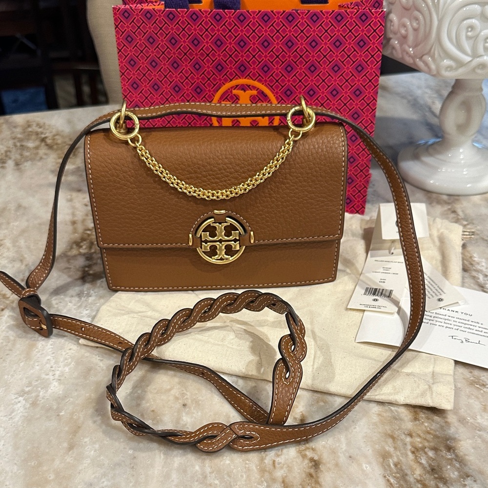 Tory Burch Miller Mini Flap Crossbody Bag - Light Umber